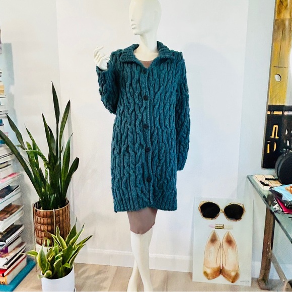 Chunky Hand Knit Long Line Cardigan - Picture 4 of 14